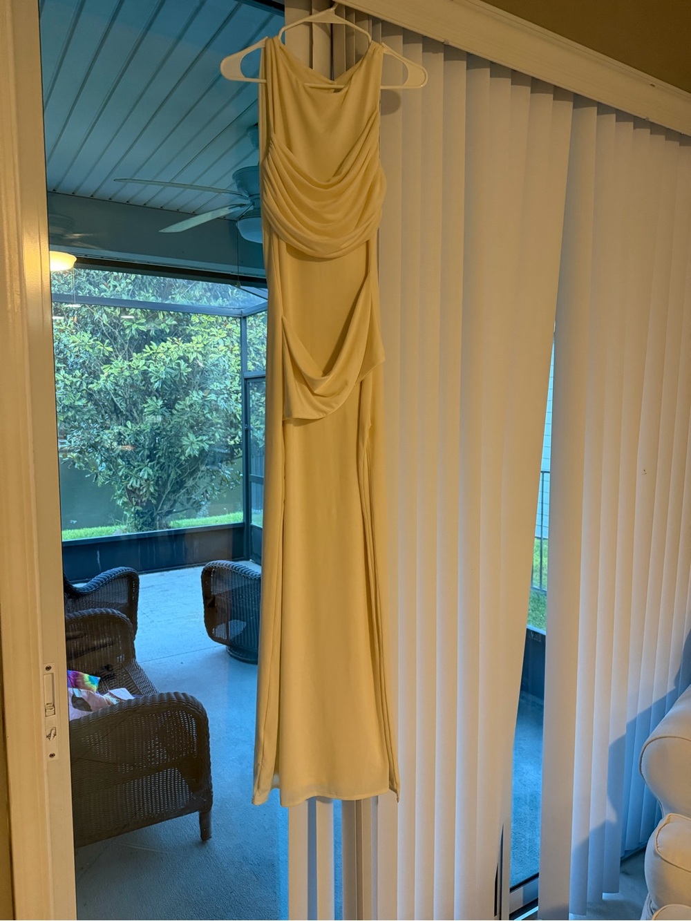Meshki Cream Draped Maxi Dress